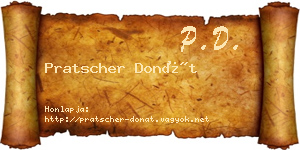 Pratscher Donát névjegykártya